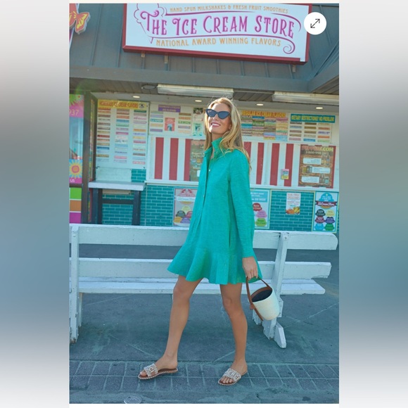 Tuckernuck Callahan Shirt Dress in Sea Green - Picture 8 of 9